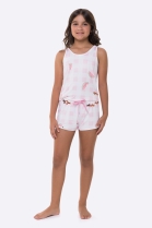 PIJAMA FEMININO INFANTIL CURTO COM REGATA XADREZ DOG - BOCEJINHO