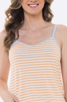 PIJAMA FEMININO CURTO DE ALÇA LARANJA LISTRADO - BOCEJINHO
