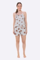 PIJAMA FEMININO CURTO DE ALÇA MESCLA URSO - BOCEJINHO