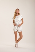 PIJAMA FEMININO CURTO COM MANGA ESTRELAS - COR COM AMOR