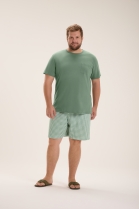 PIJAMA MASCULINO COM BERMUDA XADREZ VERDE FAMÍLIA PLUS SIZE - COR COM AMOR