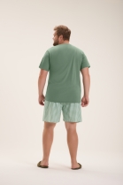 PIJAMA MASCULINO COM BERMUDA XADREZ VERDE FAMÍLIA PLUS SIZE - COR COM AMOR