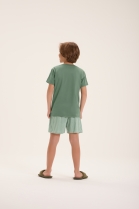 PIJAMA MASCULINO INFANTIL CURTO XADREZ VERDE FAMÍLIA - COR COM AMOR