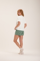 PIJAMA FEMININO MANGA CURTA COM SHORT VERDE POÁ URSO - COR COM AMOR