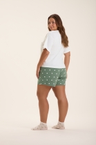 PIJAMA FEMININO COM SHORT VERDE POÁ URSO PLUS SIZE - COR COM AMOR