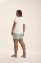 PIJAMA FEMININO CURTO XADREZ VERDE FAMÍLIA PLUS SIZE - COR COM AMOR
