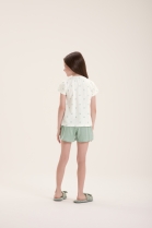 PIJAMA FEMININO INFANTIL COM SHORT XADREZ VERDE FAMÍLIA - COR COM AMOR