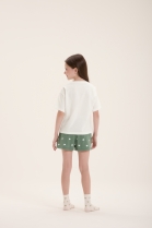 PIJAMA FEMININO JUVENIL COM SHORT VERDE POÁ URSO - COR COM AMOR