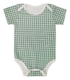 BODY BABY UNISSEX MANGA CURTA XADREZ VERDE FAMÍLIA - COR COM AMOR