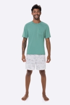 PIJAMA MASCULINO CURTO FUNDO DO MAR VERDE FAMÍLIA - BOCEJINHO