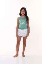 PIJAMA FEMININO INFANTIL COM REGATA FUNDO DO MAR VERDE FAMÍLIA - BOCEJINHO