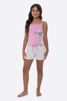 PIJAMA FEMININO JUVENIL CURTO DE ALÇA OVELHA ROSA - BOCEJINHO