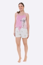 PIJAMA FEMININO CURTO DE ALÇA OVELHA ROSA - BOCEJINHO