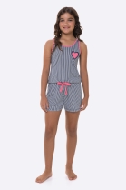 PIJAMA FEMININO INFANTIL COM REGATA LISTRADO FAMÍLIA - BOCEJINHO