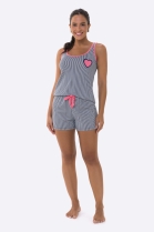 PIJAMA FEMININO CURTO COM REGATA LISTRADO FAMÍLIA - BOCEJINHO