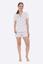 PIJAMA FEMININO CURTO COM BOTÕES BRANCO SORVETES - BOCEJINHO