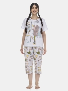 PIJAMA FEMININO MANGA CURTA E CALÇA CAPRI BRANCO - SONHART