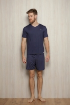 PIJAMA MASCULINO CURTO MODAL AZUL MARINHO PLUS SIZE - YUME