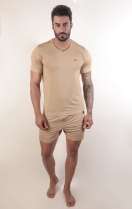 PIJAMA MASCULINO CURTO MODAL BEGE - YUME