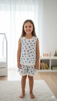 PIJAMA FEMININO INFANTIL CURTO COM REGATA BABADO BRANCO - MAFESSONI
