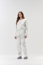PIJAMA FEMININO MANGA LONGA E CAL&Ccedil;A LUA BRANCO OFF - COR COM AMOR