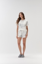 PIJAMA FEMININO CURTO COM MANGA LUA BRANCO OFF - COR COM AMOR