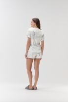 PIJAMA FEMININO CURTO COM MANGA LUA BRANCO OFF - COR COM AMOR