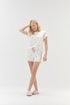 PIJAMA FEMININO CURTO COM MANGA BRANCO POÁ - COR COM AMOR