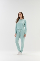 PIJAMA FEMININO MANGA LONGA E CAL&Ccedil;A VERDE CORA&Ccedil;&Atilde;O - COR COM AMOR