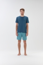 PIJAMA MASCULINO MANGA CURTA E BERMUDA VERDE XADREZ FAM&Iacute;LIA - COR COM AMOR