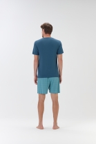 PIJAMA MASCULINO MANGA CURTA E BERMUDA VERDE XADREZ FAM&Iacute;LIA - COR COM AMOR