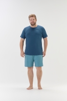 PIJAMA MASCULINO MANGA CURTA E BERMUDA VERDE XADREZ FAM&Iacute;LIA PLUS SIZE - COR COM AMOR