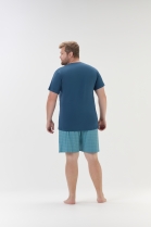 PIJAMA MASCULINO MANGA CURTA E BERMUDA VERDE XADREZ FAM&Iacute;LIA PLUS SIZE - COR COM AMOR