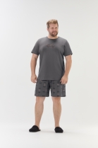 PIJAMA MASCULINO MANGA CURTA E BERMUDA CHUMBO BIKE PLUS SIZE- COR COM AMOR