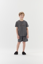 PIJAMA MASCULINO INFANTIL CURTO COM MANGA CHUMBO BIKE - COR COM AMOR