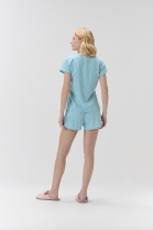 PIJAMA FEMININO CURTO COM MANGA VERDE CORAÇÃO - COR COM AMOR