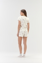 PIJAMA FEMININO CURTO COM MANGA BRANCO OFF DOG E CAT - COR COM AMOR