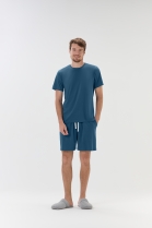 PIJAMA MASCULINO MANGA CURTA E BERMUDA AZUL MARINHO - COR COM AMOR