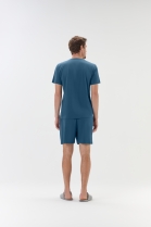 PIJAMA MASCULINO MANGA CURTA E BERMUDA AZUL MARINHO - COR COM AMOR