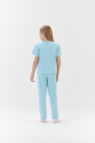 PIJAMA FEMININO INFANTIL MANGA CURTA E CAL&Ccedil;A VERDE CORA&Ccedil;&Atilde;O - COR COM AMOR