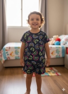 PIJAMA FEMININO INFANTIL CURTO COM MANGA SORTIDO - MAFESSONI