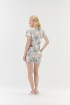 PIJAMA FEMININO CURTO COM MANGA CINZA ESTRELAS - COR COM AMOR