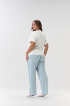 PIJAMA FEMININO MANGA CURTA E CAL&Ccedil;A BRANCO E AZUL LISTRADO PLUS SIZE - COR COM AMOR