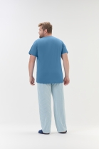 PIJAMA MASCULINO MANGA CURTA E BERMUDA PRETO LISTRADA PLUS SIZE - COR COM AMOR