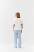 PIJAMA FEMININO JUVENIL MANGA CURTA E CAL&Ccedil;A AZUL LISTRADA - COR COM AMOR