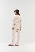 PIJAMA FEMININO MANGA LONGA E CAL&Ccedil;A BEGE COELHINHOS - COR COM AMOR