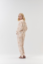 PIJAMA FEMININO LONGO MOLETINHO BEGE COELHINHOS - COR COM AMOR
