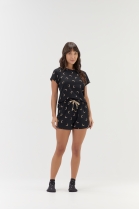 PIJAMA FEMININO CURTO COM MANGA PRETO LUA - COR COM AMOR