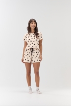 PIJAMA FEMININO CURTO COM MANGA ROS&Eacute; CLARO ESTRELAS - COR COM AMOR