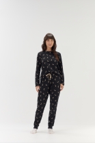 PIJAMA FEMININO MANGA LONGA E CAL&Ccedil;A PRETO LUA - COR COM AMOR